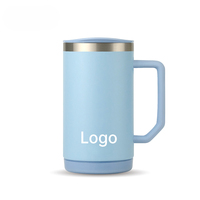 Mug de bureau réutilisable en acier inoxydable avec poignée ergonomique, revêtement céramique intérieur et couvercle à glissière facile