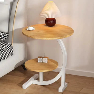 Modern Marble Round Coffee <b>Table</b> with Metal Frame and Storage Shelf for Living Room - Product Image 3