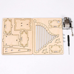 Kit de Modelo de Arpa 3D Grabada, Rompecabezas y Kit de Construcción Educativo STEM, Caja de Música de Madera con Manivela para Armar - Product Image 3
