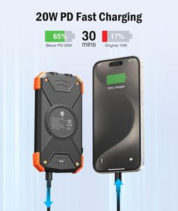 Cargador inalámbrico <span class=keywords><strong>Solar</strong></span> portátil de 10.000 mAh, 20W, carga rápida, paquete de batería <span class=keywords><strong>externa</strong></span> USB C <span class=keywords><strong>para</strong></span> teléfonos móviles, linterna Dual <span class=keywords><strong>para</strong></span> - Product Image 3