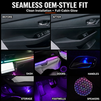 Bande lumineuse LED d'ambiance pour voiture, 64 couleurs RGB, symphonie de couleurs, contrôlée par application, éclairage décoratif intérieur