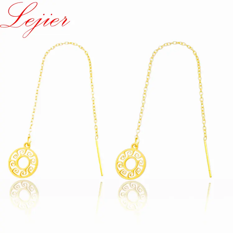 LEJIER2021 Chinese style restoring ancient ways earrings 18 k gold plated stainless steel chain 8 earring hook and lovely