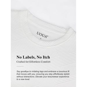 Ensemble de survêtement 2 pièces pour homme FOXA, sweat-shirt à manches longues et pantalon de jogging, tenue décontractée en coton blanc respirant - Product Image 6