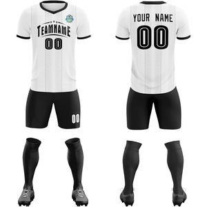 Maillot de football personnalisé pour hommes et jeunes, chemises et shorts personnalisés, uniforme d'équipe avec nom et numéro, col en V, manches courtes, évacuation de l'humidité - Product Image 1