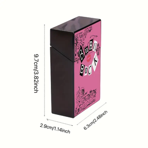 Funky Cartoon Burning Book Print Étui à <span class=keywords><strong>cigarettes</strong></span> en plastique portable Boîte à <span class=keywords><strong>tabac</strong></span> manuelle à rabat pour cigarette Standard 20-Pack 84mm - Product Image 5