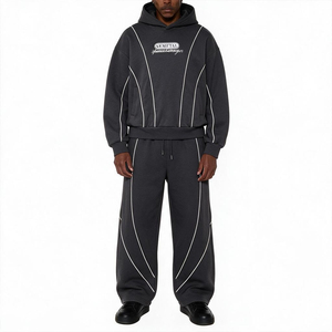 Pantalon de survêtement baggy et sweat à capuche en coton éponge français personnalisé ensembles de survêtements en coton 2 pièces Streetwear survêtement vierge pour hommes - Product Image 3