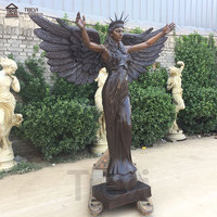 Figurine moderne taille réelle gardien ailé en bronze, statue d'ange en arche de gabriel avec épée de maintien