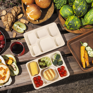 BPA-Free 6-Grid Disposable Recyclable Microwavable <strong>Lunch</strong> <strong>Tray</strong> Biodegradable Corn Starch Board Environmentally Friendly Food - Product Image 2
