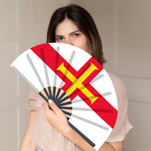 Abanicos Plegables de Bambú con la Bandera de Guernsey al por Mayor, Abanico de Mano para Carnaval, Boda, Festival, Fiesta, Agencia de Viajes - Product Image 5