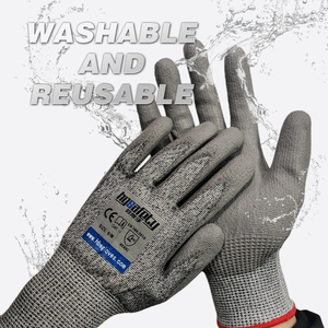 Logotipo personalizado 13G de punto de poliéster CE EN388 Venta al por mayor Trabajo de revestimiento de <span class=keywords><strong>PU</strong></span> Mano Jardín Trabajo Guantes de seguridad - Product Image 1