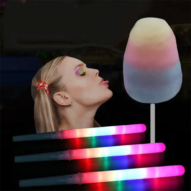LED Cotton Candy Cones Bunte leuchtende Sticks für Zuckerwatte Glowing Marshmallow Sticks Neon Party Favors Supply