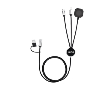 <span class=keywords><strong>Cable</strong></span> de Carga USB de Nailon 3 en 1 de 1.2m, Listo para Enviar, con Logotipo LED, Carga Rápida, <span class=keywords><strong>Cable</strong></span> de Datos para Teléfonos Móviles, Relojes Inteligentes - Product Image 1