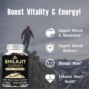 Gomitas de Shilajit de Marca Privada, Aumentan la Vitalidad Masculina, Rendimiento Óptimo, Resistencia, Certificado GMP, 60 Unidades, Sin Gluten, 24 Meses - Product Image 2