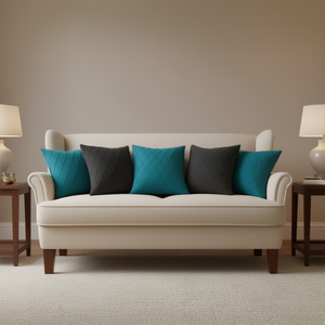 SOGA Ensemble de 6 housses de coussin en tricot gris anthracite et turquoise de 45 cm, style tricot diamant, accessoires d'intérieur - Product Image 2