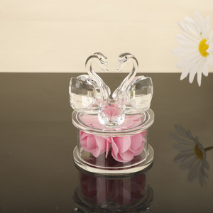 Đồ trang trí thiên nga pha lê đặt bàn, quà cưới, vật trang trí bằng thủy tinh pha lê, trọng lượng giấy, được làm thủ công theo yêu cầu. - Product Image 2