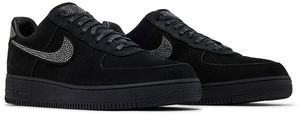 Swarovski Nike Air Force 1 Low Noir en faux daim à bout rond avec lacets et semelle extérieure en caoutchouc rembourrée, chaussures de marche décontractées unisexes - Product Image 4