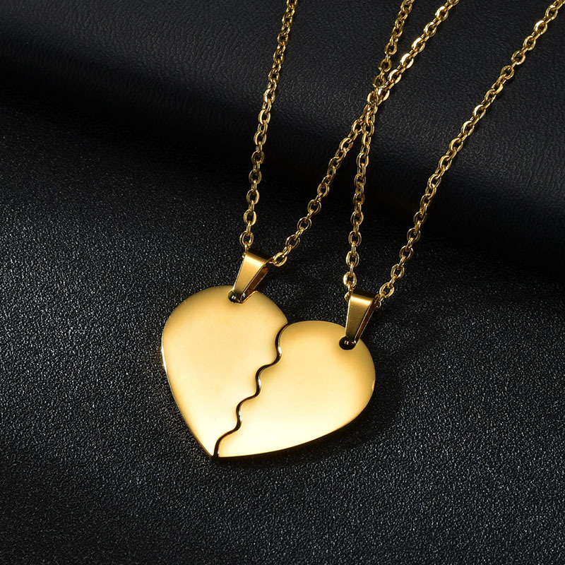 Collana Lui&Lei In Acciaio Inox Con Ciondolo Cuore Ti Amo E Cristallo - Colore Oro (Cupimatch)