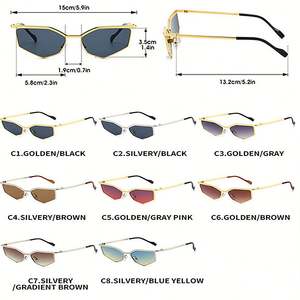 Gafas de Sol Metálicas con Logotipo Personalizado 2026, Estilo Vintage para Hombre y Mujer, Protección UV400, Montura Pequeña, Forma de Diamante - Product Image 6