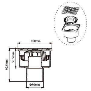 WaiiHO 029 - Rejilla de Drenaje Cuadrada Moderna para Suelo, Acero Inoxidable 304, PVC Pulido, Electrochapado, para Baño y Cocina - Product Image 3