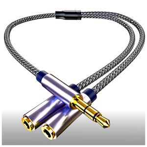 Divisor de Auriculares, Cable de Extensión con Trenzado de Nailon, Divisor de Audio Estéreo en Y, Conector Macho de 3.5mm <span class=keywords><strong>a</strong></span> 2 Puertos <span class=keywords><strong>Hembra</strong></span> de 3.5mm - Product Image 5