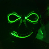 Masque d'Halloween lumineux à LED, costume lumineux pour cosplay, fête, 2 modes d'éclairage, PVC premium rechargeable, masque effrayant en fil EL