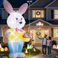 Grand Lapin de Pâques Gonflable de 4,27 m pour Décoration Extérieure, Très Grand, avec Lumières LED Intégrées, Tissu Robuste, Gonflage Rapide