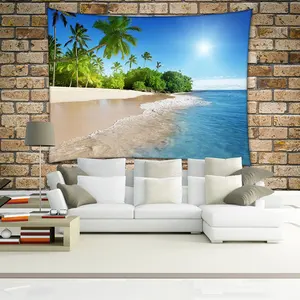 Doğa tatil plaj okyanus göl dekor tema palmiye ağaçları ucuz çocuklar oturma odası duvar asılı goblen