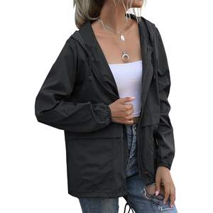 Impermeable Ligero para Mujer, Chaqueta Cortavientos con Capucha y Bolsillos, de Poliéster, para Senderismo y Viajes al Aire Libre - Product Image 1