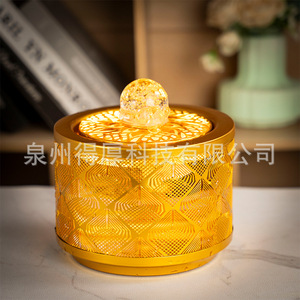 Aromatherapy <b>Diffuser</b> Metal Golden Floral Design <b>Electric</b> Essential <b>Oil</b> Burner <b>For</b> Home Office Decoration Gift - Product Image 3