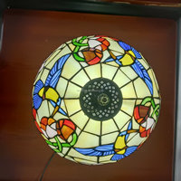 Penutup Kaca Patri Solder Timah Ramah Lingkungan Buatan Tangan Gaya Eropa 12 inci untuk Lampu Gantung Plafon Meja, Penutup Filamen E27