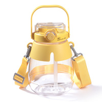 Bouteille d'eau sport 1300 ml en plastique, portable, pour enfants, avec double mode de consommation (direct et paille), idéale pour les activités de plein air et les voyages - Offre Spéciale