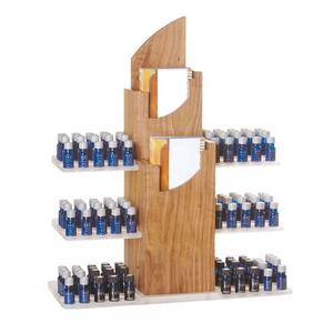 ชั้นวางแสดงบนโต๊ะทำจากไม้สามชั้นอุปกรณ์จัดระเบียบหลายด้านสำหรับน้ำมันหอมระเหยผลิตภัณฑ์ดูแลผิวอุปกรณ์ตกแต่งเคาน์เตอร์ร้านเครื่องสำอาง - Product Image 1