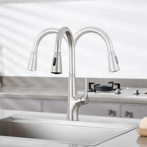 new multifunction <b>Brushed</b> Nickel Single Hole Pull Down 304 Stainless Steel Faucet Kitchen - Product Image 3