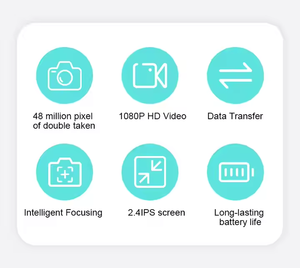 กล้องวิดีโอดิจิตอลคู่สำหรับเด็ก ความละเอียด 1080P 48MP หน้าจอ 2.4 นิ้ว ดีไซน์การ์ตูน พร้อมฟิลเตอร์ CMOS ของขวัญวันเกิดสำหรับเด็ก - Product Image 2