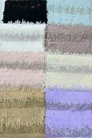 Tulle de luxe à franges horizontales en maille, orné de cristaux et de sequins de tailles variées, brodé de perles, pour robes de haute couture et tenues de soirée.