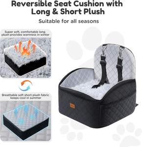 Coussin de siège de voiture réversible en coton pour chiens et chats de petite et moyenne taille, solide, détachable, lavable, respirant, écologique, antidérapant - Product Image 4