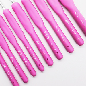 ชุดเข็มโครเชต์ด้ามจับนุ่มสีชมพู ขนาด 2.0 มม. ถึง 6.0 มม. ด้ามจับกันลื่น อุปกรณ์ถักนิตติ้งสำหรับงานถักเสื้อสเวตเตอร์ - Product Image 2