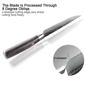 Lot de 4 <span class=keywords><strong>couteaux</strong></span> à steak de qualité supérieure avec manche en bois, lame entièrement dentelée en acier inoxydable, pour la cuisine et la maison, idéal pour le dropshipping - Product Image 6
