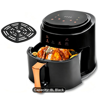 Friteuse à air tactile 8L avec 10 menus prédéfinis, 50-230 ℃   Température réglable, panier amovible, pour des repas sains sans huile