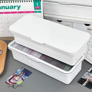 เอ็ม ออฟฟิศ ออแกไนเซอร์กล่องเก็บการ์ดรูปสี่เหลี่ยมผืนผ้าฐานสีขาวฝาปิดโปร่งใสกล่องแบ่งเดสก์ท็อปแบบวางซ้อนกันได้ 96 - Product Image 5