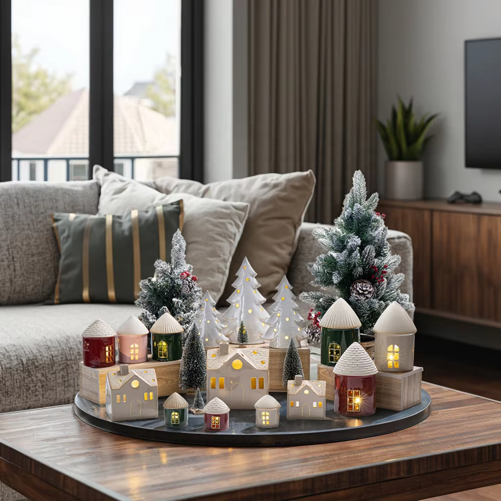 Catálogo de fabricantes de casas de pueblo navideño de cerámica