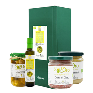 Set de Regalo de Aceite de Oliva Orgánico RiservaBio 5L con Aperitivos, Calidad Premium de Lujo - Product Image 1