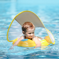 Kingpou Nouveau style, Meilleures ventes : Bouée de natation jaune pour bébé avec auvent amovible, pour parcs aquatiques, pour les 3 mois à 6 ans