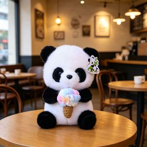 High Performance <b>Cute</b> Panda Plush <b>Doll</b> Realistic Flower Giant Panda Stuffed Toy Chengdu Travel Souvenir Decor Ornament - Product Image 2