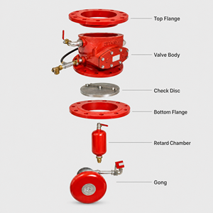 Válvula de retención de alarma para sistema de rociadores contra incendios, cámara retardante, motor de agua, tapa de inspección, válvula de hierro fundido con brida - Product Image 3