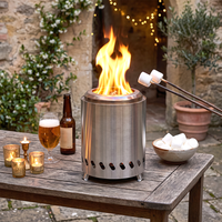 Brasero de table autoportant galvanisé sans fumée, portable, en acier inoxydable, pour extérieur, à granulés de bois