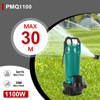Pompe submersible de jardin PMQ1100 1100W 1.5HP avec boîtier résistant à la corrosion pour bassin, drainage de sous-sol et eaux usées, usage intensif