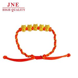 Oro WUFU Dragón Pulsera Año DE NACIMIENTO Zodiaco Dragón Amarillo Simulación Oro Hombres y mujeres Cuerda roja Trenza <span class=keywords><strong>Correa</strong></span> de transporte - Product Image 6