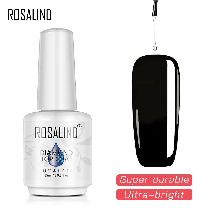 ROSALIND-vernis gel uv/led 15ml, prix d'usine, plus durable, couche de finition, diamant, vente en gros, adapté aux ongles brillants