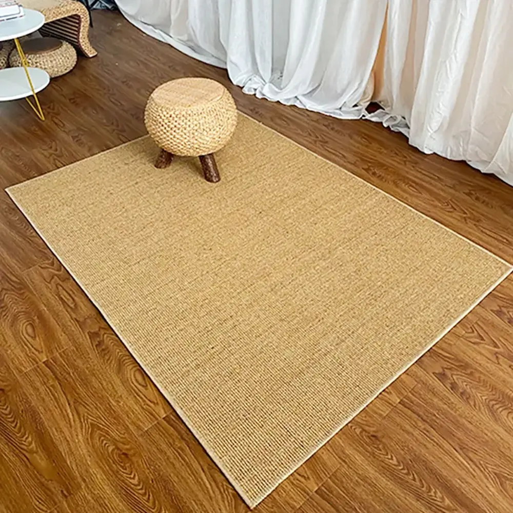 Tapete sisal personalizado engrossado, tapete natural de estilo simples e prático para sala de estar, cozinha e corredor